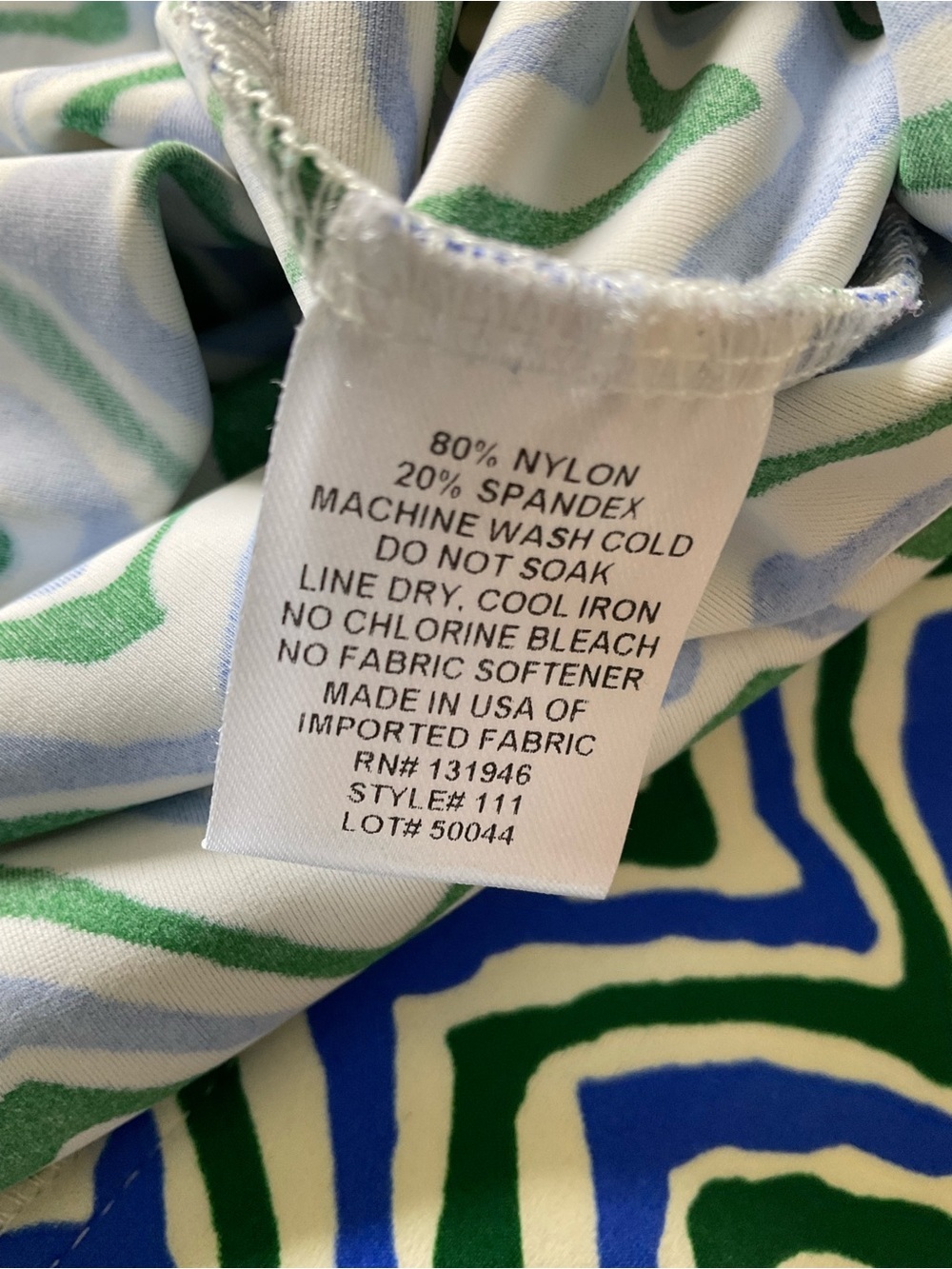 Jude Connally L Blue Green Chevron Print Stretch Knit Shift Dress USA Made - Picture 7 of 7